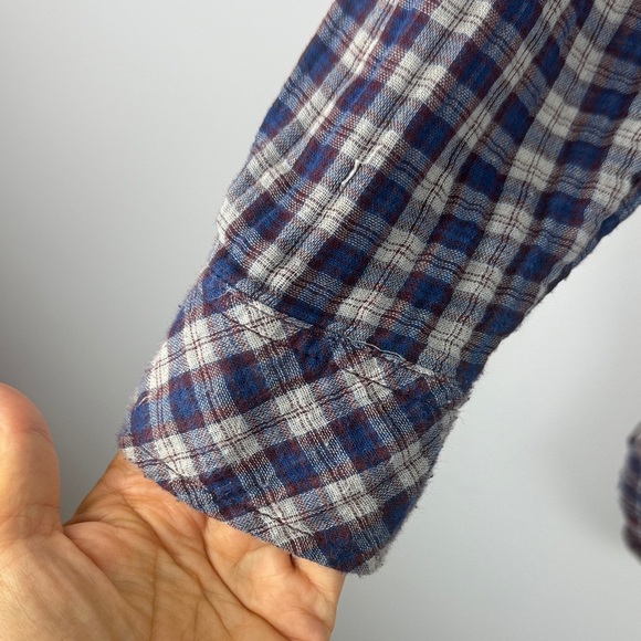 Melissa McCarthy Seven7 Blue Red Plaid Cotton Modal Blend Button-Down 2X Blouse - Picture 5 of 10